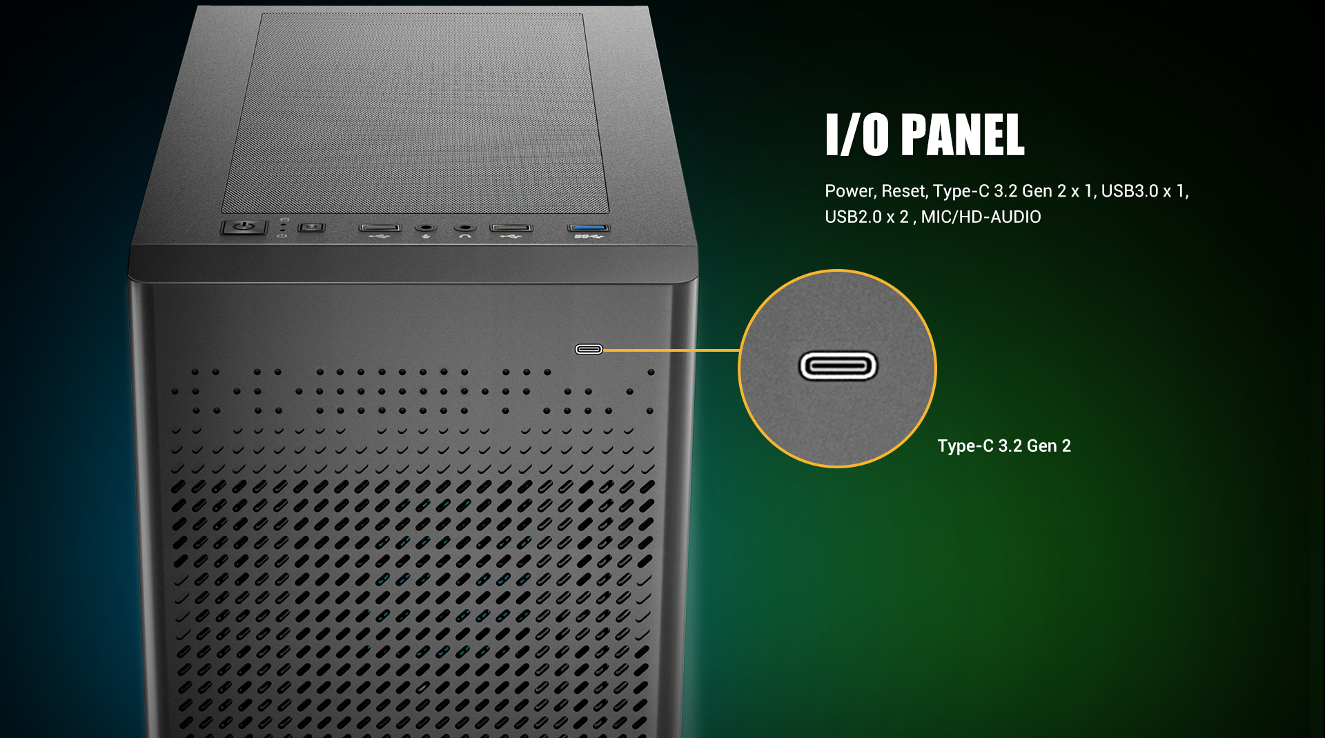 ANTEC NX Series NX500M, Mesh Front Panel, TypeC 3.2 Gen2 Ready, 1 x